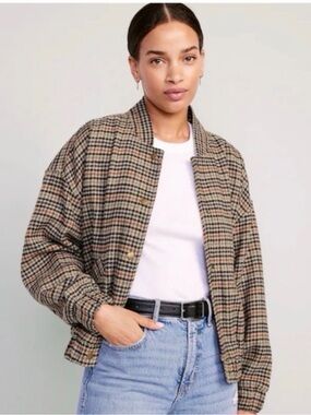 Old Navy Houndstooth Bomber Jacket- Size XS
